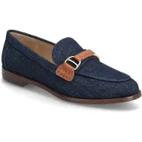 Ralph Lauren Tasha Leather-Trim Denim Loafer - Blue - 38