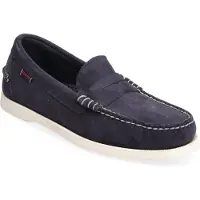 Sebago for man. 7111MSW Dan Boat Leather Loafers navy (44), Blue, Flat, None, Casual