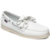 Sebago for man. 7000H00 Docksides leather boat shoes Portland white (41), Flat, Laces, Casual