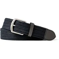 Ralph Lauren Leather-Trim Webbed Belt - Black - 38