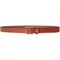 Ralph Lauren Logo-Keeper Leather Skinny Belt - Coral - S
