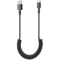 Eletra USB-A - USB-C kierrekaapeli 1,5 m, musta