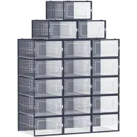 Songmics Kenkälaatikot 12 kpl 33,5x23,2x14,3 cm, tummansininen