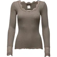 Rosemunde Rwbenita Silk Ls O-Neck Lace T-Shir - Brown - M