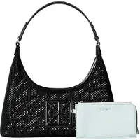 Calvin Klein Emblem Mesh Shoulder Bag - Black - ONE SIZE