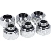 Alphacool Eiszapfen 13mm Hardtube -kompressiosovittimet, G1/4, pyälletty, kromi (6-pack)