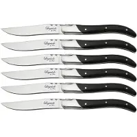 Laguiole by Hâws Steak Knife Set 6 Pcs Black Wood - Black - ONE SIZE