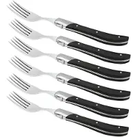 Laguiole by Hâws Steak Fork Set 6 Pcs Black Wood - Black - ONE SIZE