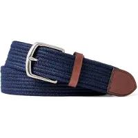 Ralph Lauren Leather-Trim Webbed Belt - Navy - 38