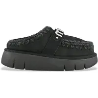 Mou for woman. MU.FW531001A Bounce clog suede - letter logo (38), Leather, Black, 3 to 5 cm, None, Casual