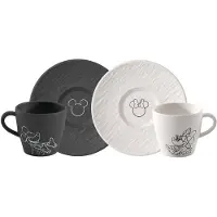 Villeroy & Boch Manufacture Rock Mickey Mouse Kahvikuppipari 4 Kappaletta - Kahvikupit Posliini Musta - 1047198519