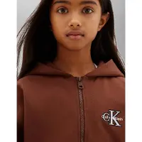 Calvin Klein Terry Monologo Zip Up Hoodie - Brown - 170