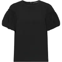 French Connection Crepe Light Puff Sleeve Top - Black - XS