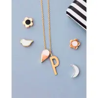 Design Letters Enamel Flower Charm Silver