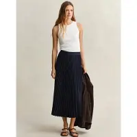 Gant for woman. 4400169 Navy blue pleated midi skirt (36), Casual, Classic, Polyester