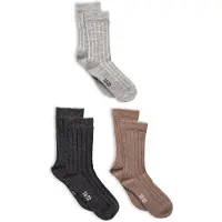 Minymo Wool Socks - Rib 3-Pack - Grey - 31-34