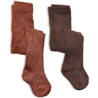 Minymo Stocking - Rib (2-Pack) - Brown - 92-98