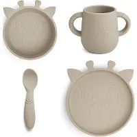 Nuuroo Lykke Silicone Dinner Set 4-Pack Giraf - Cream - ONE SIZE