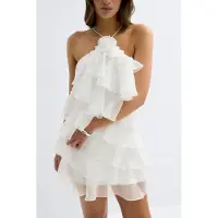 Gina Tricot Frill Mini Dress - White - 38