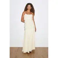 Gina Tricot Embroidery Dropped Waist Dress - Cream - 42