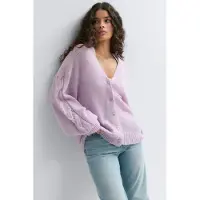 Gina Tricot Chunky Knitted Cardigan - Purple - M