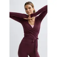 Gina Tricot Soft Wrap Yoga Cardigan - Burgundy - M