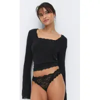 Gina Tricot  - 3-pack scallop lace thong - alushousut 3-pack - Musta - L - Naiset