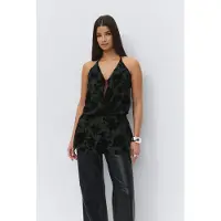 Gina Tricot  - Floral halterneck top - Halterneck-topit - Musta - XS - Naiset