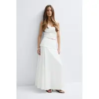 Gina Tricot  - Dropped waist skirt - pitkät hameet - Valkoinen - XL - Naiset
