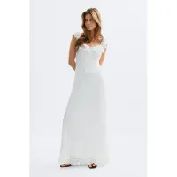 Gina Tricot Frill Maxi Dress - White - XS