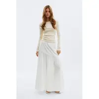 Gina Tricot Dropped Waist Skirt - Cream - XL