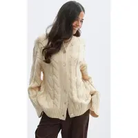 Gina Tricot Chunky Knitted Cable Cardigan - Cream - S