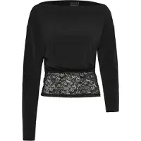 Gina Tricot Slouchy Lace Top - Black - M
