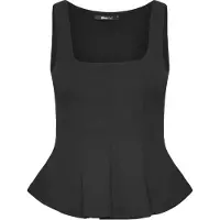 Gina Tricot Peplum Top - Black - XL