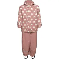 CeLaVi Rainwear Set Elephant Aop - Pu - Pink - 98-104