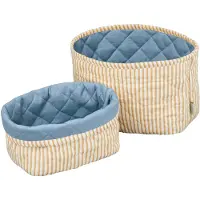 Cam Cam Copenhagen Quilted Storage Basket, Set Of Two - Ocs - Classic Stripes Rose - Beige - ONE SIZE