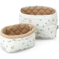 Cam Cam Copenhagen Quilted Storage Basket, Set Of Two - Ocs - Classic Stripes Rose - Cream - ONE SIZE