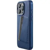 Mujjo Full Leather Wallet, iPhone 15 Pro Max -lompakkokotelo, Sininen