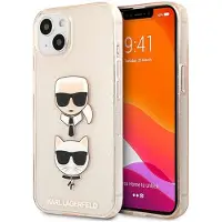 Karl Lagerfeld Glitter Karl & Choupette Head - Kotelo iPhone 13 minille (kulta)