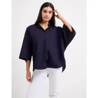 French Connection Rhodes Poplin Ss Popover - Navy - XS