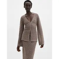 Malina Ayla Pointelle Knitted Cardigan - Brown - S