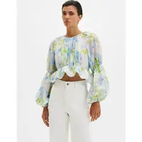 Malina Elliana Ruffled Long Sleeve Blouse - Green - 42