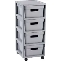Curver Infinity 4 x 10l ja 4 lipastolaatikkoa säilytysvaunuihin