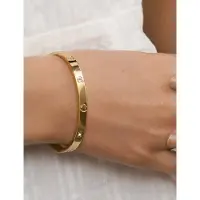 Timi Of Sweden Gia - Crystal Heart Bangle Bracelet Stainless Steel - Gold - ONE SIZE