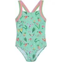 Color Kids Swimsuit W Elastic Straps, Aop - Green - 104