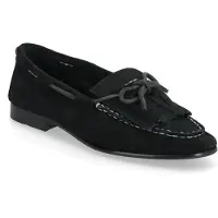 Ralph Lauren Fringe-Trim Suede Loafer - Black - 41