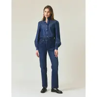 Lexington Denim Frill Blouse - Navy - XS