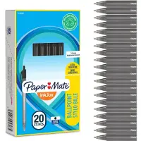 Paper Mate InkJoy 100 RT, Klipsi, Kuulakärkikynä klikkausmekanismilla, Musta, 20 kpl, Keskikokoinen (S0957030)