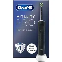 Braun Oral-B Vitality Pro, Aikuinen, Pyörivä/värähtelevä hammasharja, Päivittäinen käyttö, Herkkä, Super sensitive, musta, 2 min, Akku