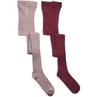 Minymo Stocking - Solid Rib 2-Pack - Pink - 92-98